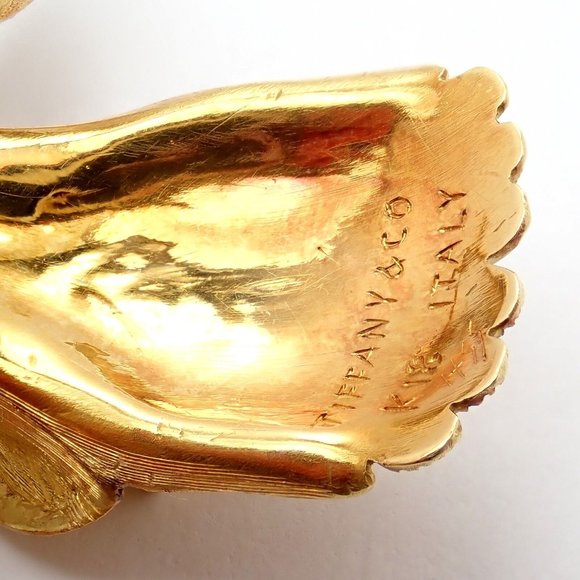 Vintage Tiffany & Co 18k Yellow Gold Large Orchid Calla Lily Pin Brooch 1950s - Picture 5 of 12